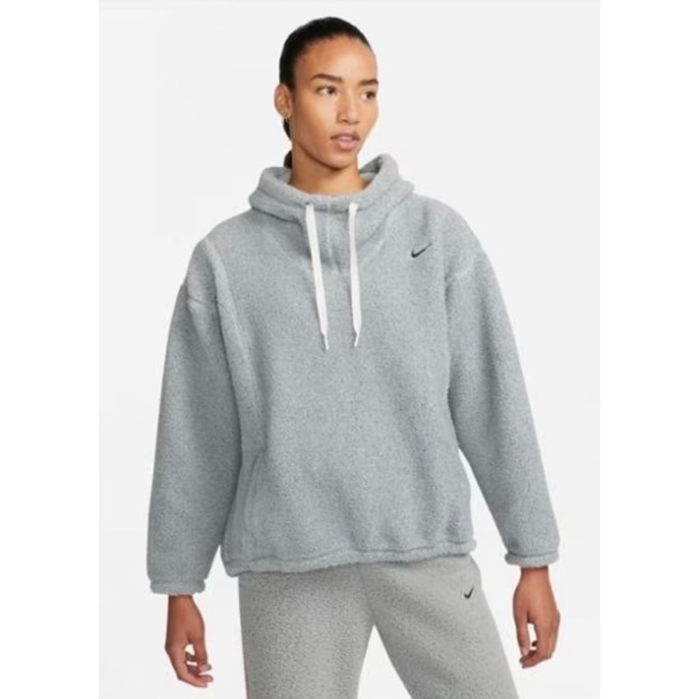 Nike Women's Therma-Fit Blue Sherpa Pullover Hoodie